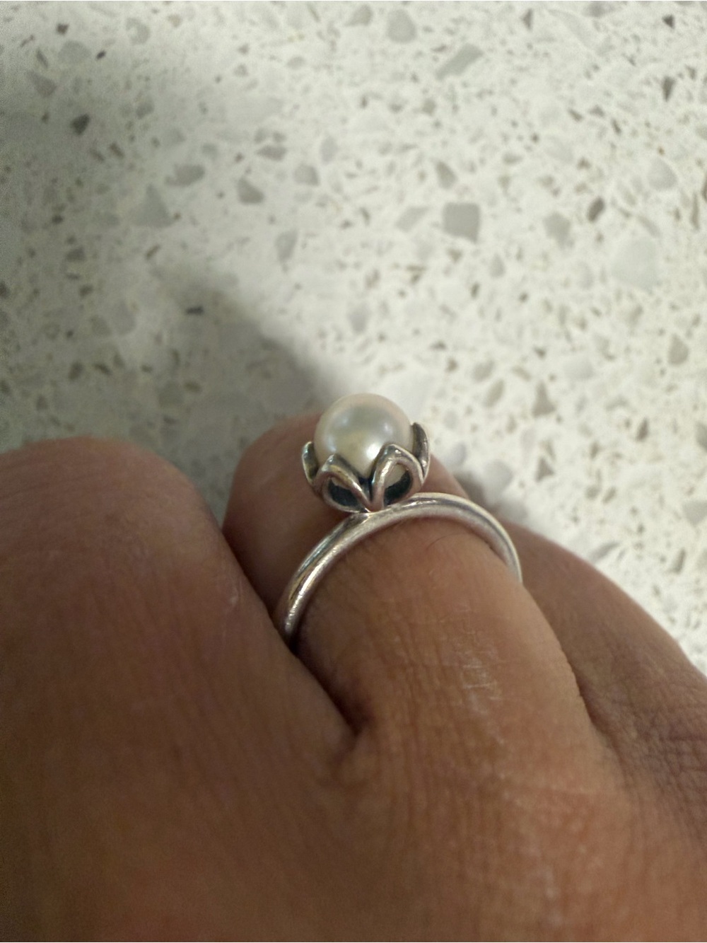 Pandora Silver Pearl Blossom Ring - Picture 2 of 4